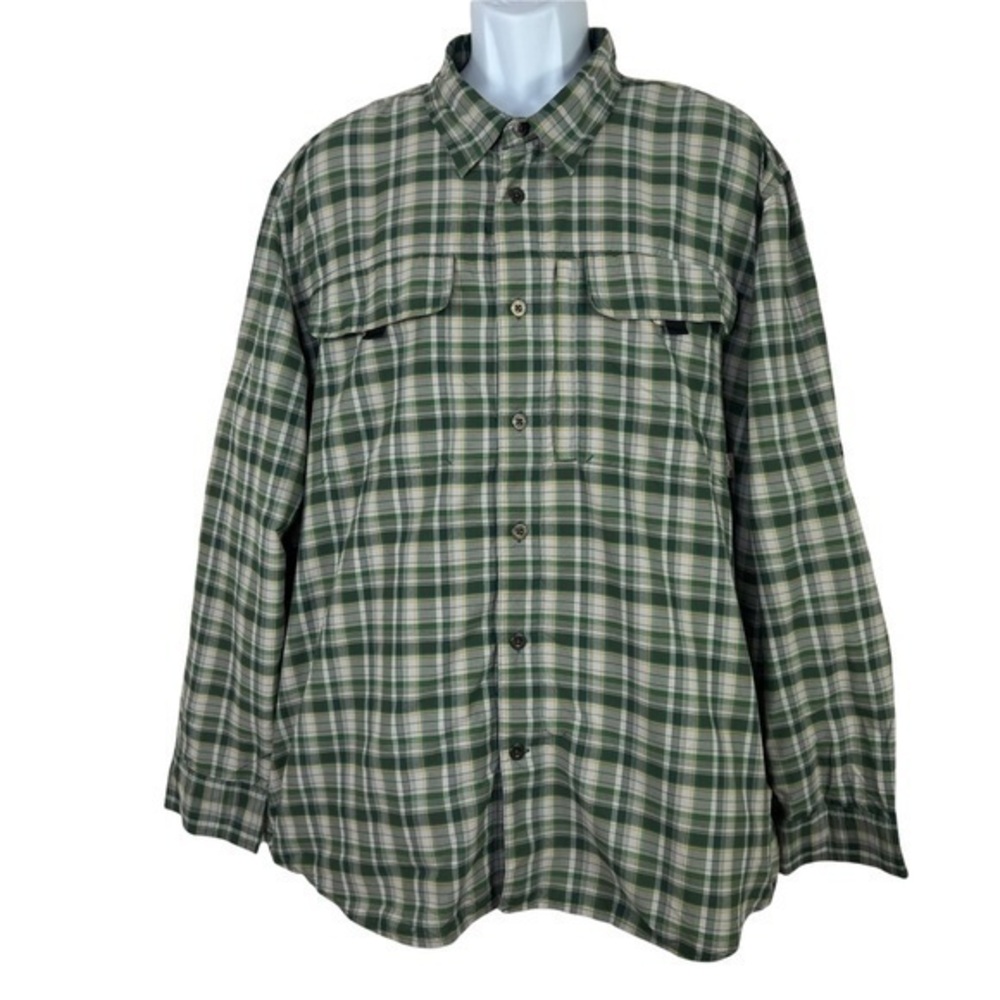 Eddie Bauer Men Casual Shirt Green Plaid Buttons Down Sz 2XL